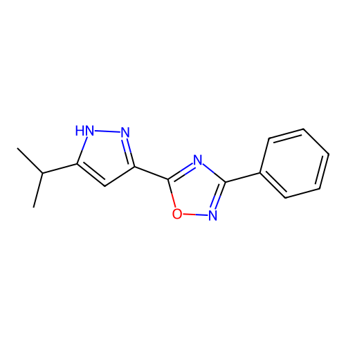 5-(3-isopropyl-1H-pyrazol-5-yl)-3-phenyl-1,2,4-oxadiazole structure