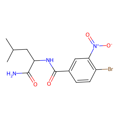 N-(1-amino-4-methyl-1-oxopentan-2-yl)-4-bromo-3-nitrobenzamide structure