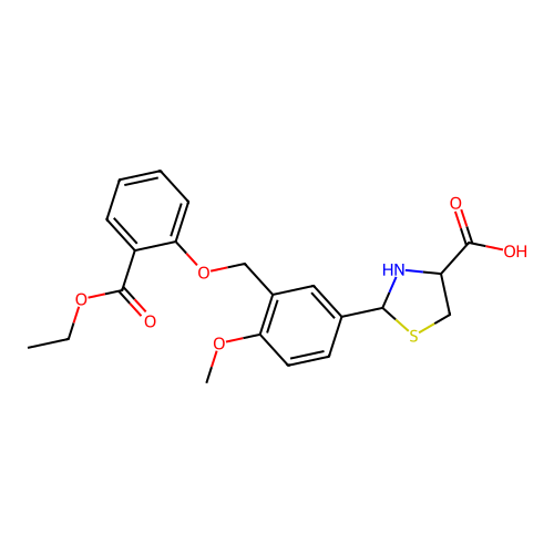 2-(3-((2-(ethoxycarbonyl)phenoxy)methyl)-4-methoxyphenyl)thiazolidine-4-carboxylic acid structure