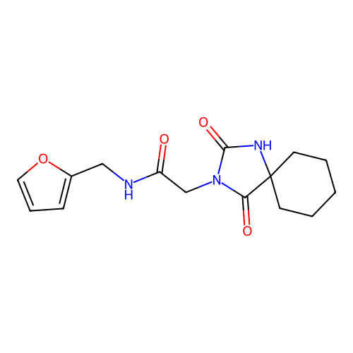 2-(2,4-dioxo-1,3-diazaspiro[4.5]dec-3-yl)-N-(2-furylmethyl)acetamide structure