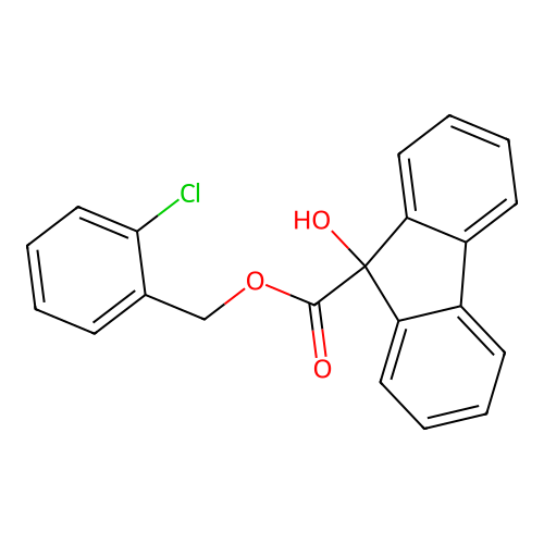 2-chlorobenzyl 9-hydroxy-9H-fluorene-9-carboxylate structure