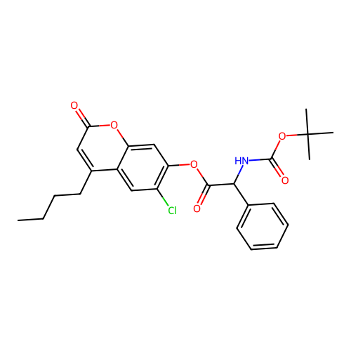 4-butyl-6-chloro-2-oxo-2H-chromen-7-yl [(tert-butoxycarbonyl)amino](phenyl)acetate structure