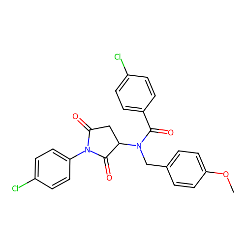 4-chloro-N-(1-(4-chlorophenyl)-2,5-dioxopyrrolidin-3-yl)-N-(4-methoxybenzyl)benzamide structure