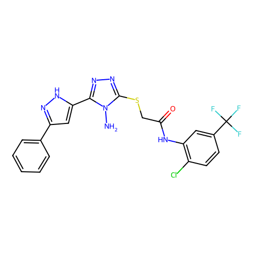 C20H15ClF3N7OS structure