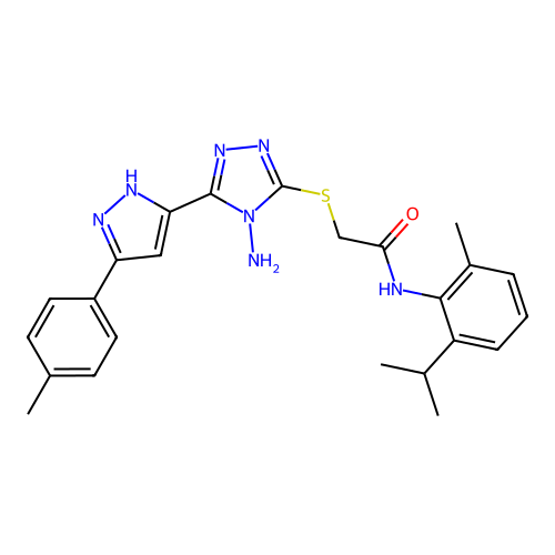 2-((4-amino-5-(3-(p-tolyl)-1H-pyrazol-5-yl)-4H-1,2,4-triazol-3-yl)thio)-N-(2-isopropyl-6-methylphenyl)acetamide structure