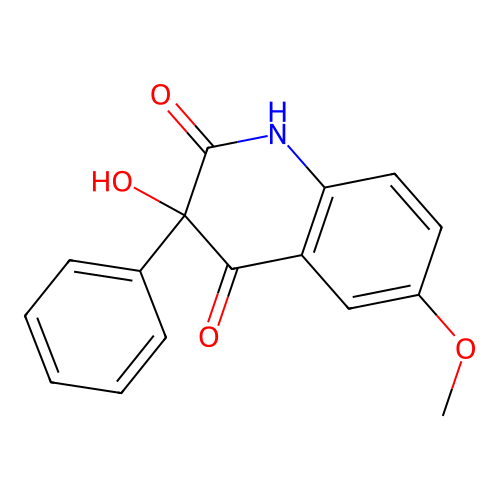 3-Hydroxy-6-methoxy-3-phenyl-chinolin-2,4(1H,3H)-dion structure