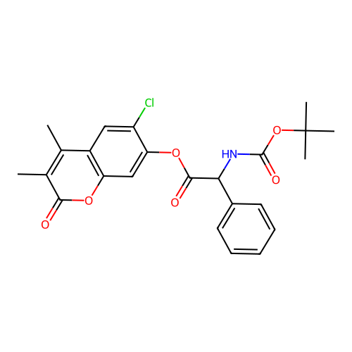 6-chloro-3,4-dimethyl-2-oxo-2H-chromen-7-yl [(tert-butoxycarbonyl)amino](phenyl)acetate structure