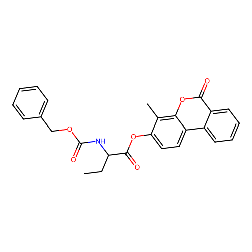 4-methyl-6-oxo-6H-benzo[c]chromen-3-yl 2-(((benzyloxy)carbonyl)amino)butanoate structure