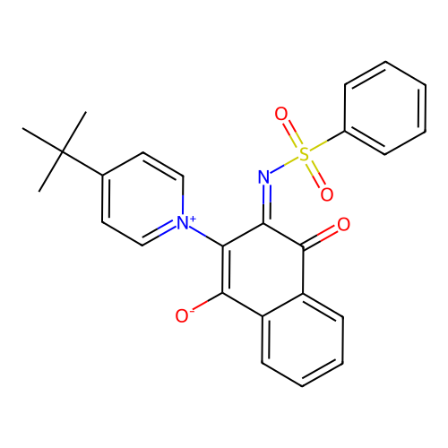 3-(benzenesulfonylimino)-2-(4-tert-butylpyridin-1-ium-1-yl)-4-oxonaphthalen-1-olate structure