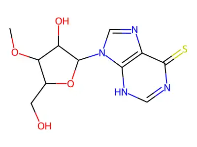 9-[3-hydroxy-5-(hydroxymethyl)-4-methoxyoxolan-2-yl]-3H-purine-6-thione structure