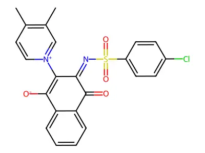 3-(4-chlorophenyl)sulfonylimino-2-(3,4-dimethylpyridin-1-ium-1-yl)-4-oxonaphthalen-1-olate structure