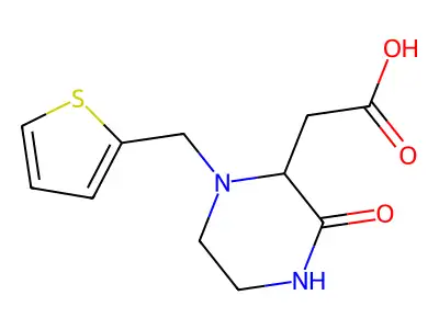 2-(3-Oxo-1-(thiophen-2-ylmethyl)piperazin-2-yl)acetic acid structure