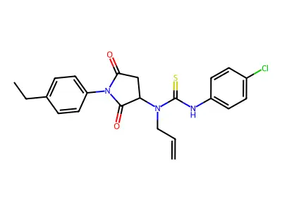 3-(4-chlorophenyl)-1-[1-(4-ethylphenyl)-2,5-dioxopyrrolidin-3-yl]-1-prop-2-enylthiourea structure