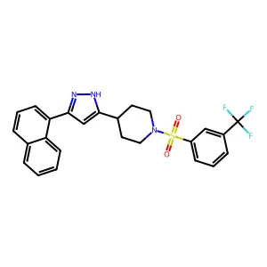 4-(3-naphthalen-1-yl-1H-pyrazol-5-yl)-1-[3-(trifluoromethyl)phenyl]sulfonylpiperidine structure