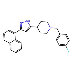 1-[(4-fluorophenyl)methyl]-4-(3-naphthalen-1-yl-1H-pyrazol-5-yl)piperidine structure