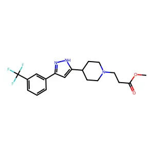 methyl 3-(4-{5-[3-(trifluoromethyl)phenyl]-1H-pyrazol-3-yl}piperidino)propanoate structure