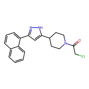 2-chloro-1-[4-(3-naphthalen-1-yl-1H-pyrazol-5-yl)piperidin-1-yl]ethanone structure