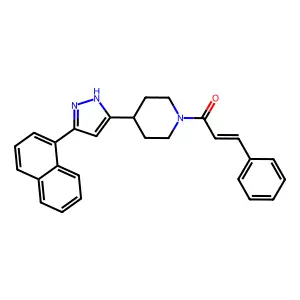 1-[4-(3-naphthalen-1-yl-1H-pyrazol-5-yl)piperidin-1-yl]-3-phenylprop-2-en-1-one structure