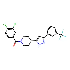 1-(3,4-dichlorobenzoyl)-4-{5-[3-(trifluoromethyl)phenyl]-1H-pyrazol-3-yl}piperidine structure