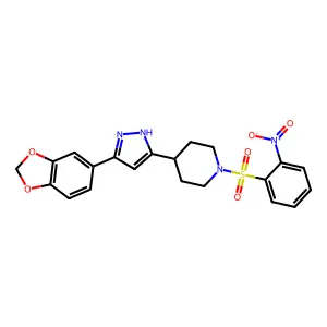 4-[3-(1,3-benzodioxol-5-yl)-1H-pyrazol-5-yl]-1-(2-nitrophenyl)sulfonylpiperidine structure