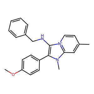 2-(4-Methoxyphenyl)-1,7-dimethyl-3-[(phenylmethyl)amino]imidazo[1,2-a]pyridinium structure