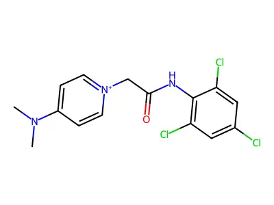4-Dimethylamino-1-[(2,4,6-trichloro-phenylcarbamoyl)-methyl]-pyridinium structure