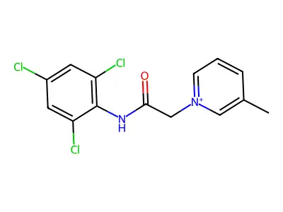3-Methyl-1-[(2,4,6-trichloro-phenylcarbamoyl)-methyl]-pyridinium structure