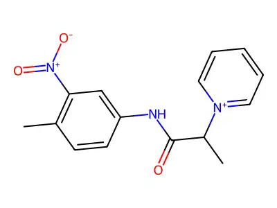 1-[1-(4-Methyl-3-nitro-phenylcarbamoyl)-ethyl]-pyridinium structure