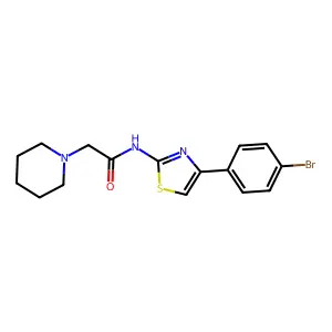 N-[4-(4-bromophenyl)-1,3-thiazol-2-yl]-2-piperidin-1-ylacetamide structure