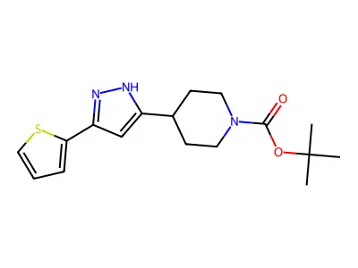 tert-butyl 4-[5-(2-thienyl)-1H-pyrazol-3-yl]tetrahydro-1(2H)-pyridinecarboxylate structure