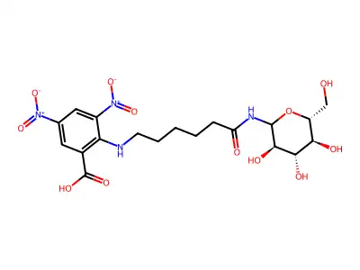 N-(6-(2-carboxy-4,6-dinitrophenylamino)hexanoyl)glucopyranosylamine structure
