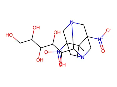 1-C-(6,6-dimethyl-5,7-dinitro-1,3-diazatricyclo[3.3.1.1~3,7~]dec-2-yl)pentitol structure
