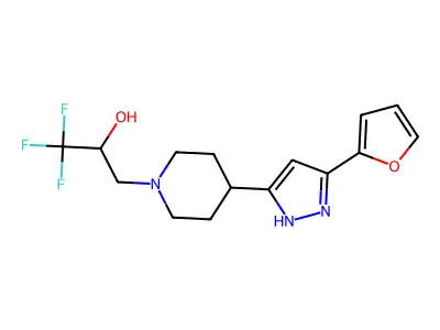 1,1,1-trifluoro-3-{4-[5-(2-furyl)-1H-pyrazol-3-yl]piperidino}-2-propanol structure