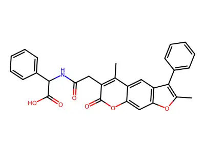{[(2,5-dimethyl-7-oxo-3-phenyl-7H-furo[3,2-g]chromen-6-yl)acetyl]amino}(phenyl)acetic acid structure