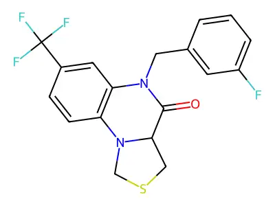 5-(3-fluorobenzyl)-7-(trifluoromethyl)-3,3a-dihydro[1,3]thiazolo[3,4-a]quinoxalin-4(5H)-one structure