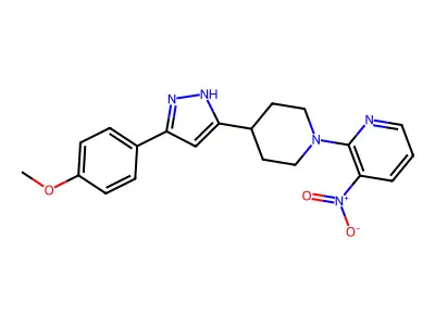 methyl 4-{3-[1-(3-nitro-2-pyridinyl)-4-piperidinyl]-1H-pyrazol-5-yl}phenyl ether structure