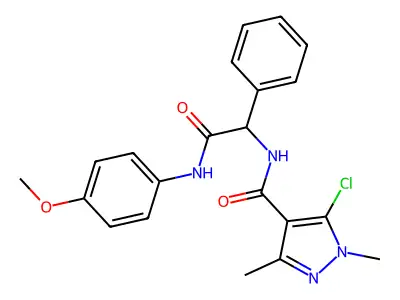 5-chloro-N-[2-(4-methoxyanilino)-2-oxo-1-phenylethyl]-1,3-dimethyl-1H-pyrazole-4-carboxamide structure