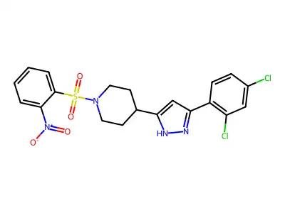 4-[3-(2,4-dichlorophenyl)-1H-pyrazol-5-yl]-1-(2-nitrophenyl)sulfonylpiperidine structure