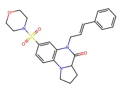 7-(morpholinosulfonyl)-5-(3-phenyl-2-propenyl)-1,2,3,3a-tetrahydropyrrolo[1,2-a]quinoxalin-4(5H)-one structure