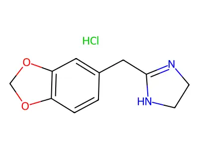 1H-Imidazole, 4,5-dihydro-2-((1,3-benzodioxol-5-yl)methyl)-, monohydrochloride structure