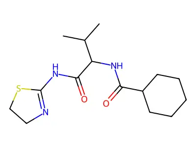 N-[1-[[(4,5-Dihydro-2-thiazolyl)amino]carbonyl]-2-methylpropyl]cyclohexanecarboxamide structure