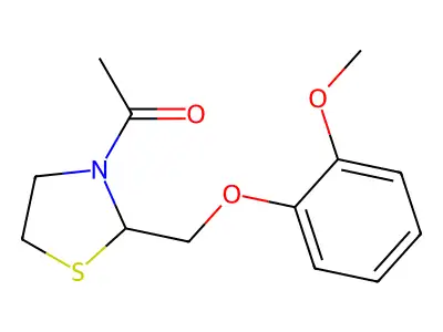Thiazolidine, 3-acetyl-2-((2-methoxyphenoxy)methyl)- structure