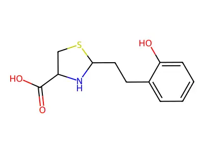 4-Thiazolidinecarboxylic acid, 2-(2-(2-hydroxyphenyl)ethyl)- structure