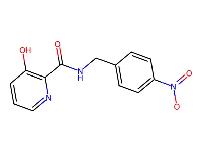 3-hydroxy-N-[(4-nitrophenyl)methyl]pyridine-2-carboxamide structure