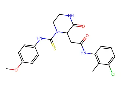 N-(3-chloro-2-methylphenyl)-2-{1-[(4-methoxyphenyl)carbamothioyl]-3-oxopiperazin-2-yl}acetamide structure