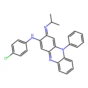 (3E)-N-(4-chlorophenyl)-3-isopropylimino-5-phenyl-phenazin-2-amine structure