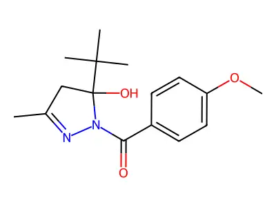 (5-tert-butyl-5-hydroxy-3-methyl-4H-pyrazol-1-yl)-(4-methoxyphenyl)methanone structure