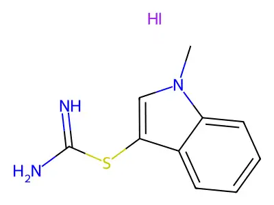 [(1-methyl-1H-indol-3-yl)sulfanyl]methanimidamide hydroiodide structure