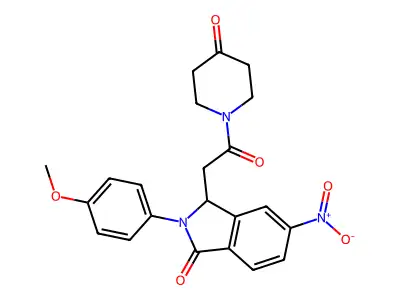 1-((2,3-Dihydro-2-(4-methoxyphenyl)-6-nitro-3-oxo-1H-isoindol-1-yl)acetyl)-4-piperidinone structure