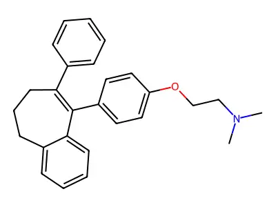 6,7-dihydro-8-phenyl-9-(4-(2-(dimethylamino)ethoxy)phenyl)-5-H-benzocycloheptene structure